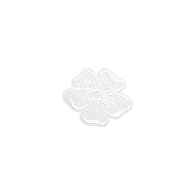 Aplicatie termoadeziva brodata, 35 mm, floare Alba foto