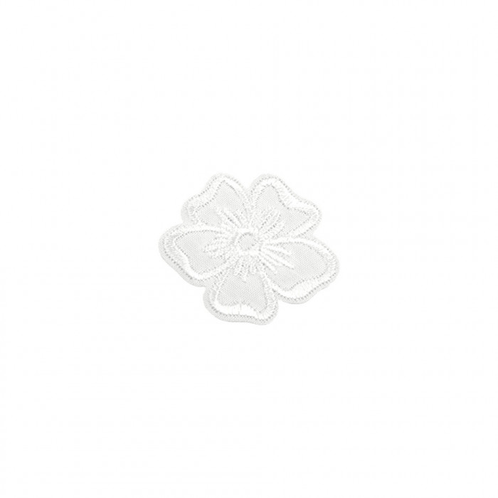 Aplicatie termoadeziva brodata, 35 mm, floare Alba