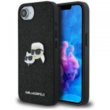 Husa pentru Apple iPhone 16e, Karl Lagerfeld, Glitter Fixed Karl &amp; Choupette&#039;s Heads, Albastra