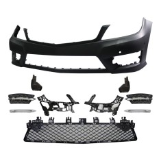 Set bara fata MERCEDES C-CLASS (W204), 03.2011-, cu 6 gauri senzori parcare; grunduit, de vopsit; type AMG, cu 6 gauri lumini de zi; cu grile inferio