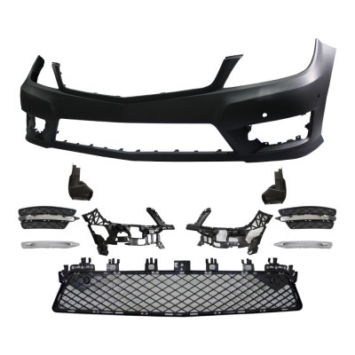 Set bara fata MERCEDES C-CLASS (W204), 03.2011-, cu 6 gauri senzori parcare; grunduit, de vopsit; type AMG, cu 6 gauri lumini de zi; cu grile inferio foto