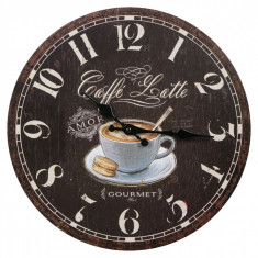 Ceas de perete, model caffe, 33,8 cm, maro foto