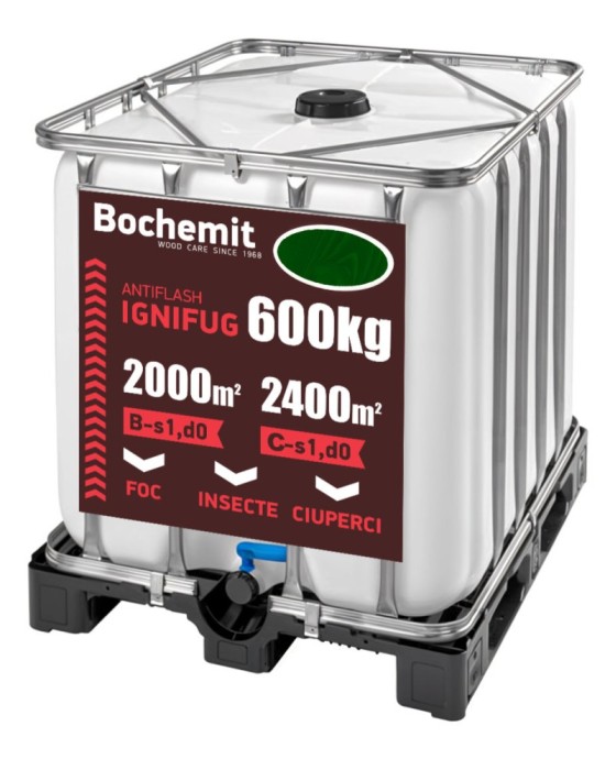 Solutie ignifugare lemn Bochemit Antiflash 600kg verde B-s1 d0,C-s1 d0
