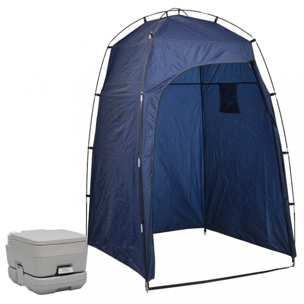 Toaleta portabila pentru camping, cu cort, 10+10 L, vidaXL | Okazii.ro