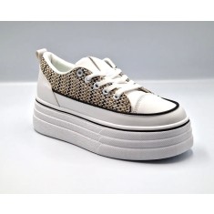 Tenisi dama cu platforma low-top, Negru - 38