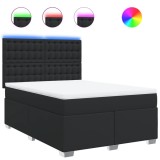 Cumpara ieftin Pat box spring cu saltea, negru, 160x200 cm, piele ecologica