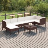 vidaXL Set mobilier de grădină cu perne, 8 piese, maro, poliratan 3094411