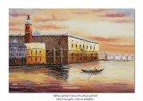 Tablou pictat manual, La Venetia (2) - 90x60cm ulei in cutit efect 3D, Superb!
