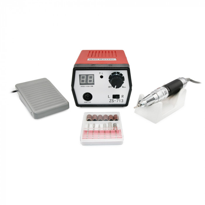 Pila electrica manichiura Nail Master, ZS-713, 65W, 35000 rpm, Rosu