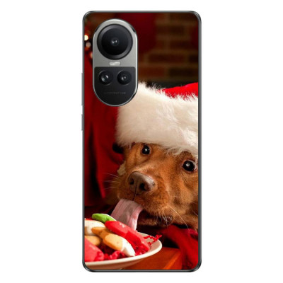 Husa compatibila cu Oppo Reno10 5G Silicon Gel Tpu Model Craciun Dog Eating Cookies foto