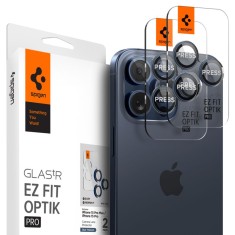 [Pachet 2x] Folie sticla camera iPhone 14 Pro Spigen Glas.tR Optik EZ Fit Pro, albastru foto