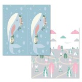 Covora&Egrave; de joaca, termic model model balene si iepurasi, cu spuma, impermeabil, antiderapant, cu 2 fete, 1.8mx2mx1.5cm, pentru fete si baieti, Oem