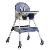 Scaun de Masa pentru Bebelusi si Copii, Flippy, cu Roti, Telescopic, Pliabil, Masuta Reglabila, Suport Picioare, Scaun cu Invelis Piele Artificiala, C