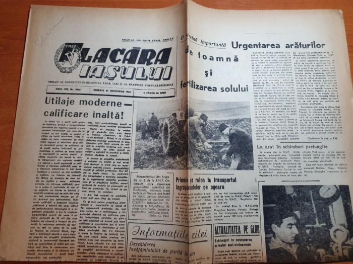 flacara iasului 21 noiembrie 1964- art. comuna tatarusi raionul pascani