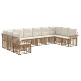 vidaXL Set de canapele de exterior cu pernă 10 pcs Alb Natural și Crem 3437762