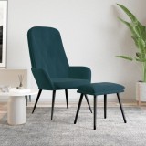 Cumpara ieftin Scaun de relaxare cu taburet, albastru, catifea