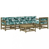 Set mobilier de gradina cu perne, 6 piese, lemn de pin tratat