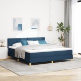 vidaXL Pat cu somieră și saltea albastră 180x200 cm din țesătură