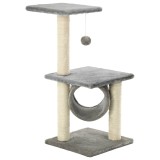 Cumpara ieftin Ansamblu pentru pisici cu stalpi din funie de sisal, gri, 65 cm