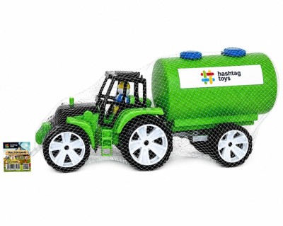 Tractor cu cisterna negru verde foto
