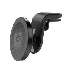 suport telefon pentru auto cu incarcare wireless htpmag, fixare in grila de ventilatie, universal compatibil android si ios, wireless charger auto foto
