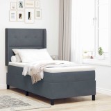 Cumpara ieftin Pat cu arcuri cu headboard Gri inchis 90 x 200 cm Catifea