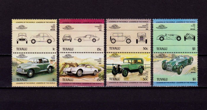 (S10) Tuvalu 1984 &quot;Automobile de epoca ( I ) &quot;, serie , MNH