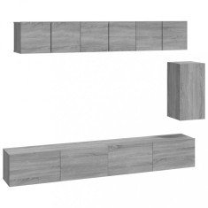 Set dulapuri TV, 6 piese, gri sonoma, lemn prelucrat