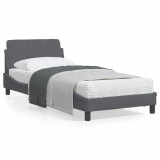 VidaXL Cadru de pat cu tăblie, gri &icirc;nchis, 90x190 cm, catifea