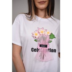 TRICOU FLOWERS CELEBRATION ZEPHYR Alb M-L