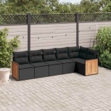 Cumpara ieftin Set mobilier de grădină cu perne, 6 piese, negru, poliratan