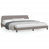VidaXL Cadru de pat cu tăblie, gri taupe, 200x200 cm, textil