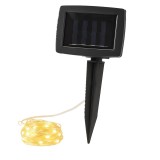 Instalatie luminoasa solara exterior 100 LED alb cald, 12 m, IP44