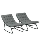 Outsunny Set de 2 scaune de leagăn exterior cu perne groase, șezut din material textilin respirabil și cadru din oțel, gri | Aosom Romania