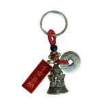 Breloc amuleta Feng Shui din metal cu Clopotel si monede