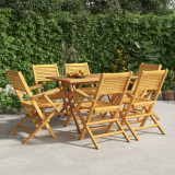 Set 6 Scaune Gradina Pliante vidaXL, Lemn Masiv Tec, 55x62x90cm, Rezistente, Design Lamele