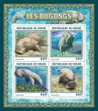 Timbre Niger 2016: Dugongi (Vaci de Mare) - Set Complet, Coliță + Bloc MNH