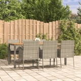 VidaXL Set mobilier de grădină cu perne, 7 piese, gri, poliratan