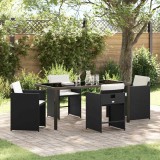 Cumpara ieftin Set de masă pentru grădină cu pernă 5 pcs Negru Rattan poli