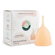 Cupe menstruale FEMI.EKO&reg;, din silicon medical, protecție p&acirc;nă la 12 ore, mărime M, bej