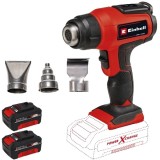 Einhell TE-HA 18 Li PXC + Twinpack - Suflanta cu aer cald 550 grade C 200 l/min accesorii + Set 2 acumulatori Li-Ion 18 V 4 Ah