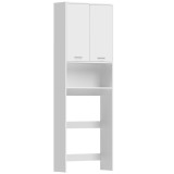 HOMCOM Dulap suprapus pentru mașina de spălat, dulap &icirc;nalt de baie cu 2 uși și compartiment deschis, 66 x 24 x 191 cm, Alb | Aosom Romania