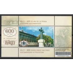 Moldova 2021 Mi 1162 bl 87 MNH - 600 de ani ai orasului Balti