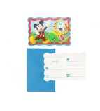 Set de 6 invitatii cu plicuri pentru petrecere Mickey Rock The House dimensiuni 14 x 9 cm, Oem