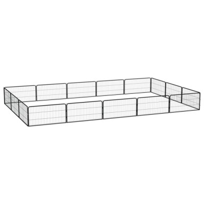vidaXL Țarc c&amp;acirc;ini 16 panouri negru 100x50 cm oțel vopsit electrostatic foto
