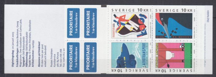 SUEDIA 1993 EUROPA ARTA AFISULUI SERIE IN CARNET MNH