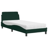 Cumpara ieftin Pat cu saltea, Dover, verde inchis, 80x200 cm, catifea