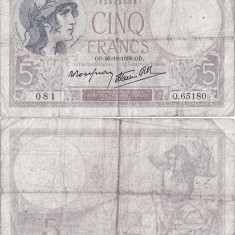 1939 (26 X), 5 francs (P-83a.9) - Franța