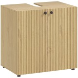 HOMCOM Dulap sub lavoar baie, 2 usi soft-close, polita reglabila, finisaj stejar