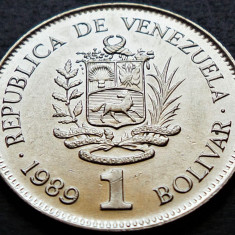 Moneda exotica 1 BOLIVAR - VENEZUELA, anul 1989 * cod 2706 = A.UNC